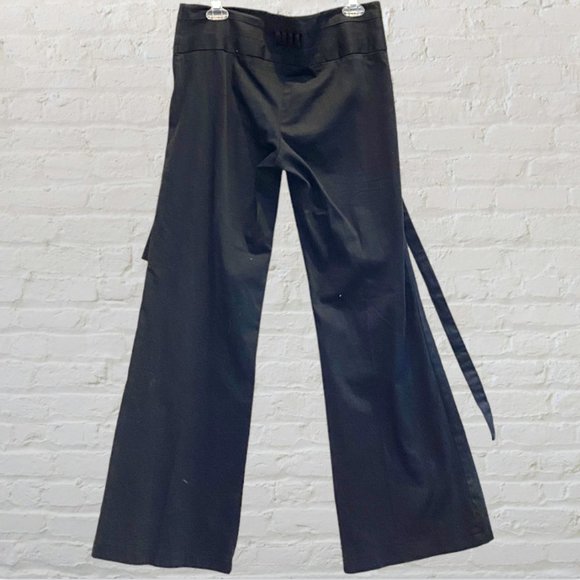 VINTAGE ZINC -- 1980s Black Pant, Extra Wide Leg, Belt Tie and Side Zip - Picture 6 of 9